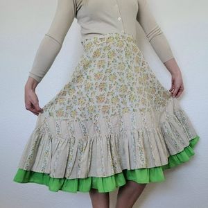 Vintage 1970s Cottagecore Prairie Skirt